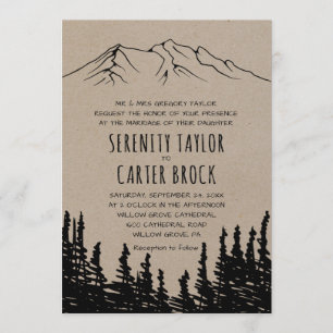 Rustic Woodsy Mountain Formal Wedding Invitation