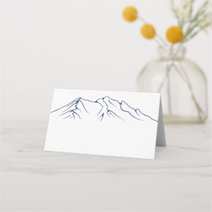 Rustic Woodsy Mountain   Navy Blue Wedding Place Card