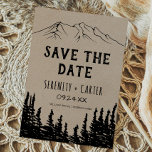Rustic Woodsy Mountain Save the Date Card<br><div class="desc">This rustic woodsy mountain save the date card is perfect for a woodland wedding. The nature inspired design features the silhouette of a pine tree forest and mountains on faux kraft paper. Please note: This is not printed on real kraft paper. It is a high quality graphic made to look...</div>