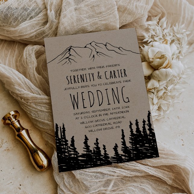 Rustic Woodsy Mountain Wedding Invitation (Creator Uploaded)