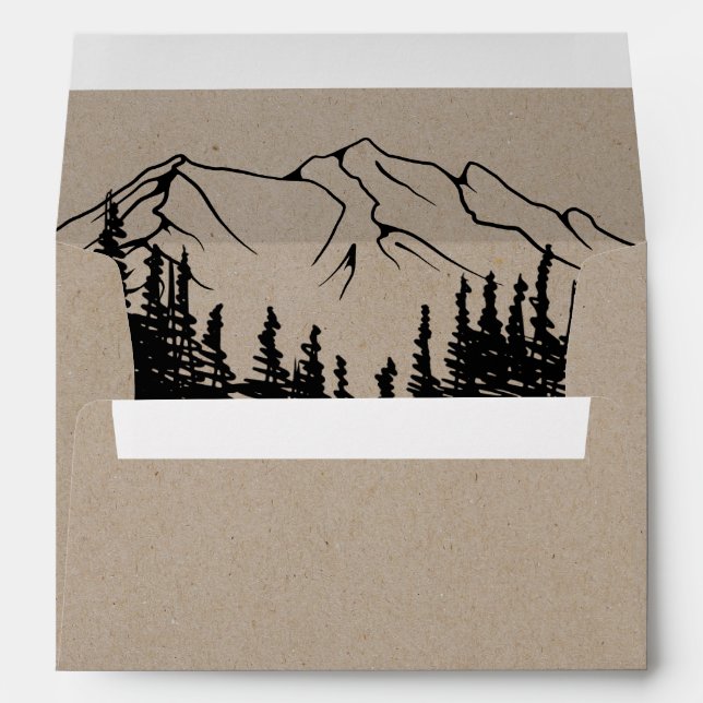 Rustic Woodsy Mountain Wedding Invitation Envelope (Back (Bottom))