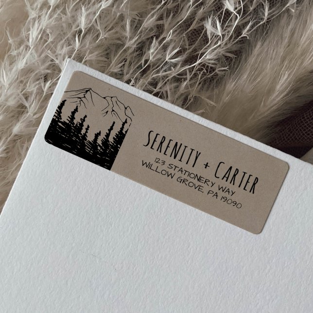 Rustic Woodsy Mountain Wedding Return Address Label (Creator Uploaded)