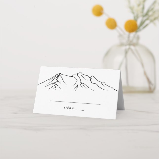 Rustic Woodsy Mountain | White Wedding Place Card (Front)