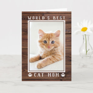 Rustic World's Best Cat Mum Mother's Day Photo Card