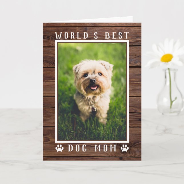 Rustic World's Best Dog Mum Mother's Day Photo Card (Small Plant)