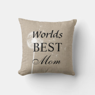 Rustic Worlds Best Mum Pillow with Dandelion