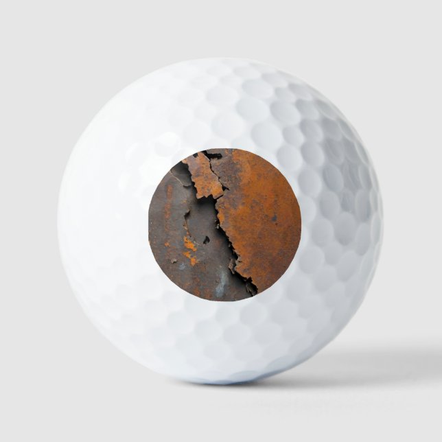 Rustic 'Worn' Metal Keychain  Golf Balls (Front)