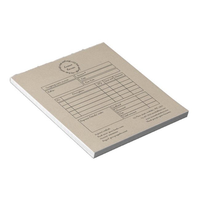 Rustic wreath brown paper notepad (Angled)