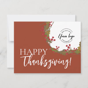 Rustic Wreath Business terracotta Thanksgiving Holiday Card