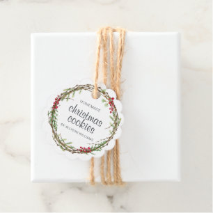 Rustic Wreath Christmas Cookies Favour Tags