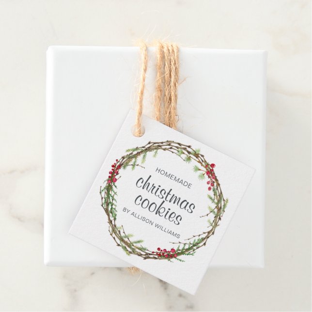 Rustic Wreath Christmas Cookies Favour Tags (In Situ)