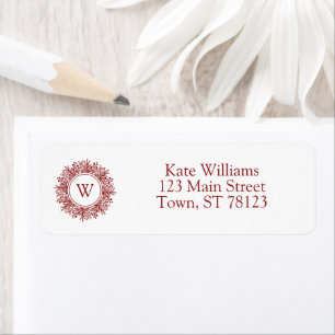 Rustic Wreath Christmas Monogram Address Return Address Label