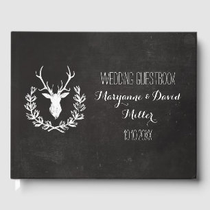 Rustic Wreath Deer Chalkboard Wedding Guest Book