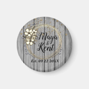 Rustic Wreath Floral Glitter Wedding    Magnet