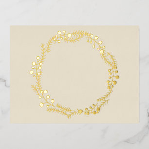 Rustic wreath frame blank antique white foil card
