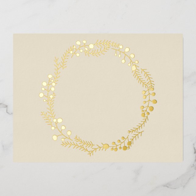 Rustic wreath frame blank antique white foil card (Front)
