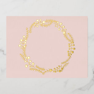 Rustic wreath frame blank blush pink holiday card