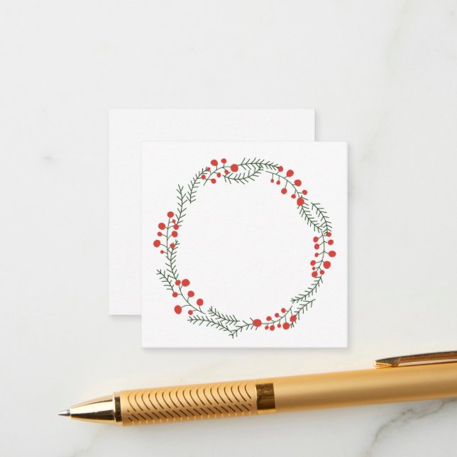 Rustic wreath frame border blank cute Christmas Enclosure Card (Front/Back In Situ)