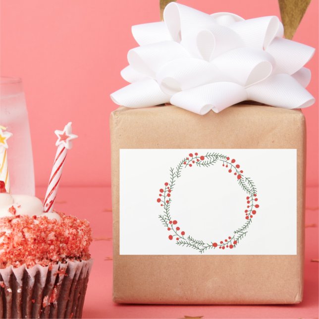Rustic wreath frame border blank cute Christmas Rectangular Sticker (Party)