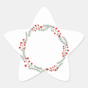 Rustic wreath frame border blank cute Christmas Star Sticker