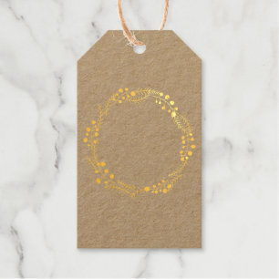 Rustic wreath frame border blank Kraft Christmas Gift Tags