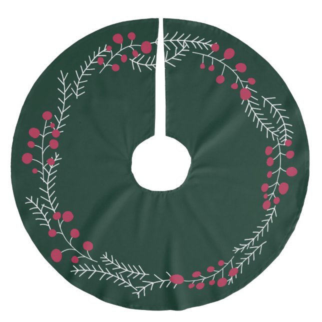 Rustic wreath frame border pine green Christmas Brushed Polyester Tree Skirt (Front)