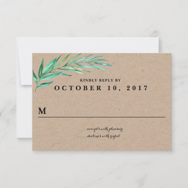 Rustic Wreath Greenery Wedding Reply Card (Front)
