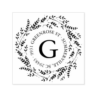 Rustic Wreath Monogram Address Stamp