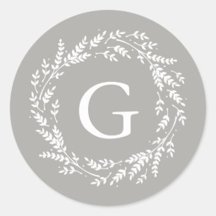 Rustic Wreath Monogram Sticker