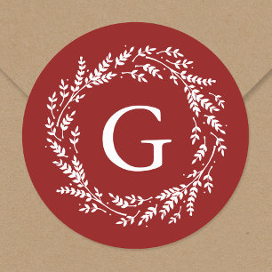 Rustic Wreath Monogram Sticker