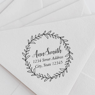 Rustic Wreath Personalised Name Return Address Self-inking Stamp