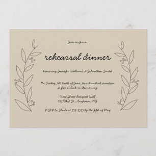 Rustic wreath rehearsal dinner invitations