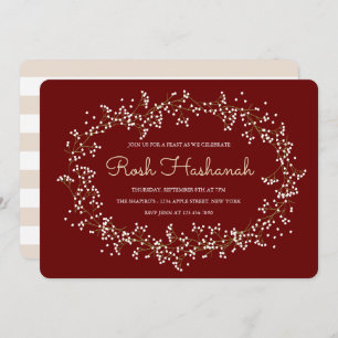 Rustic Wreath Rosh Hashanah Invitation