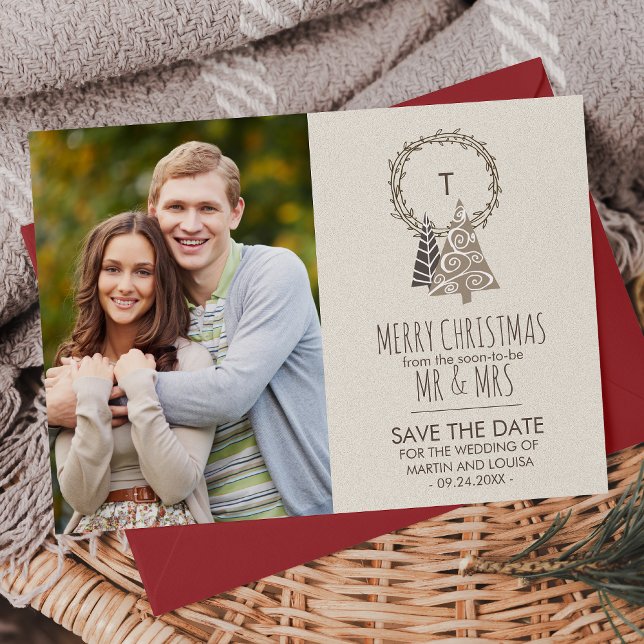 Rustic Wreath Save the Date Christmas Photo (Creator Uploaded)