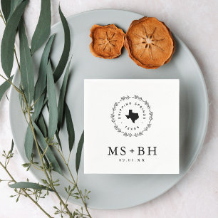 Rustic Wreath Texas Wedding Monogram Napkin