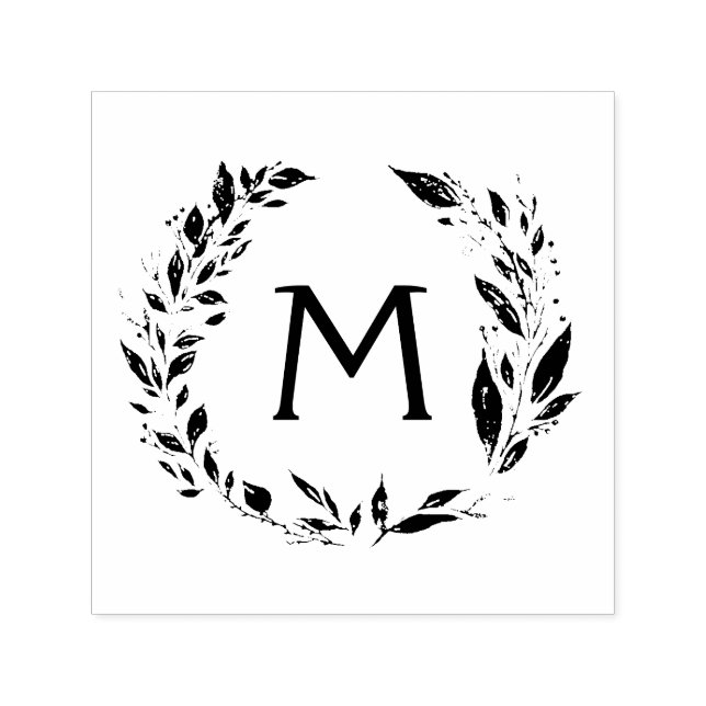 Rustic Wreath Vines Monogram Hand Stamp (Design)