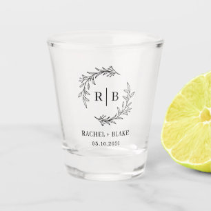 Rustic Wreath Wedding Bridal Shower Engagement Shot Glass