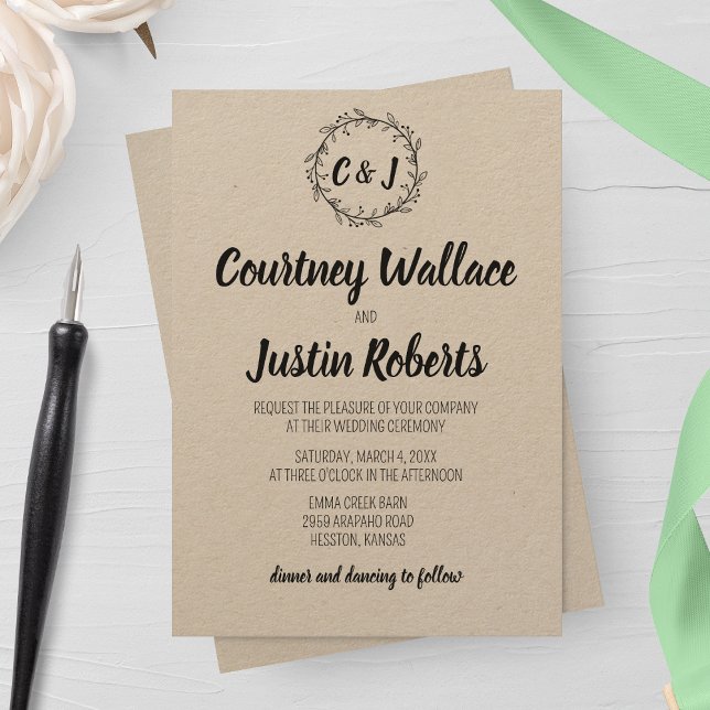 Rustic Wreath Wedding Invitation (Creator Uploaded)