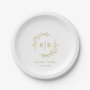 Rustic Wreath Wedding Rehearsal Engagement Party Paper Plate