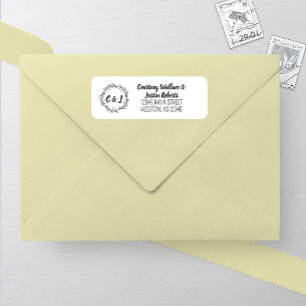 Rustic Wreath Wedding Return Address Label