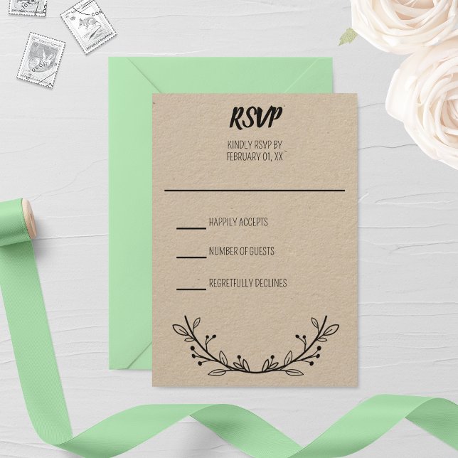 Rustic Wreath Wedding RSVP Card (Creator Uploaded)