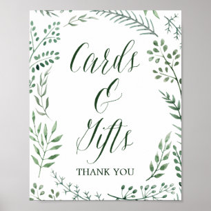 Rustic Wreath with Green Leaves Cards & Gifts Sign