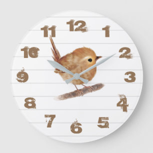 Rustic Wren Bird Personalised Wall Clock
