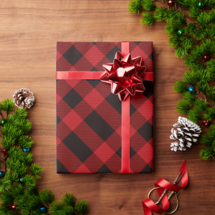 Rustic xmas Holiday Lumberjack Red Buffalo Plaid  Wrapping Paper
