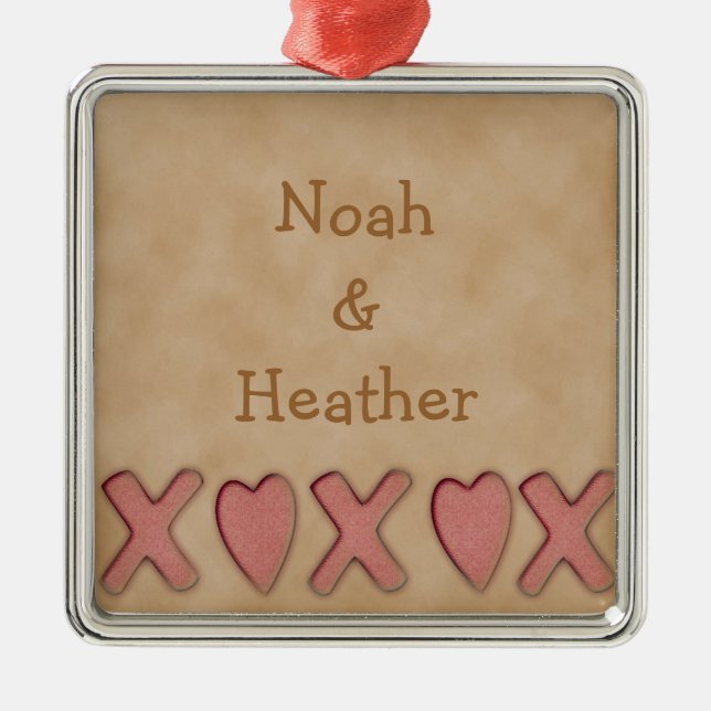 Rustic XOXO Metal Ornament (Front)