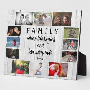 Rustic Yearly Family Saying Keepsake Photo Collage Plaque