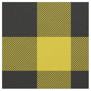 Rustic Yellow and Black Buffalo Plaid Fabric