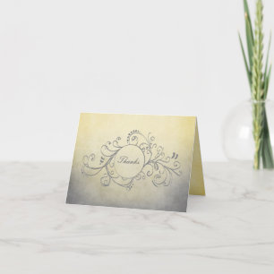 Rustic Yellow and Grey Bohemian Thank You Note Card