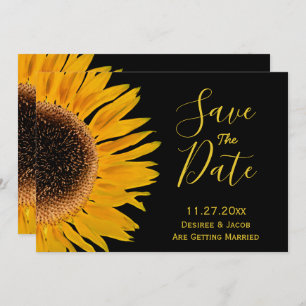 Rustic Yellow Black Sunflower Save The Date