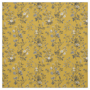Rustic Yellow Botanical Bold Vintage Boho Floral Fabric